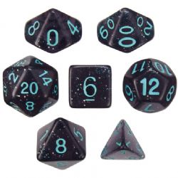 KOPLOW -  7 POLYHEDRAL DICE - SPECKLED & ELEMNTAL - BLUE STARS -  7 DICE RPG SET