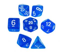 KOPLOW -  7 POLYHEDRAL DICE - TRANSPARENT - BLUE -  7 DICE RPG SET