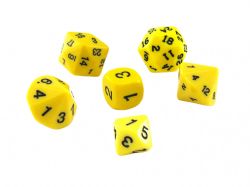 KOPLOW -  7 POLYHEDRAL SPECIAL DICE - WHO KNOW - YELLOW -  7 DICE RPG SET