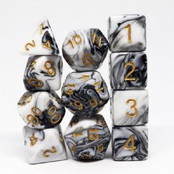 KOPLOW GAMES -  11 POLYHEDRAL DICE - BLACK & WHITE