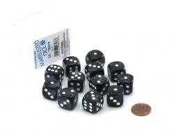 KOPLOW GAMES -  12D6 DELUXE STANDARD - MARBLEIZED DICE - BLACK