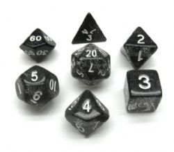 KOPLOW GAMES -  7 POLYHEDRAL DICE - GLITTER - BLACK