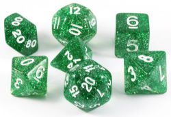 KOPLOW GAMES -  7 POLYHEDRAL DICE - GLITTER - GREEN