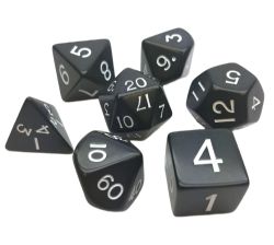 KOPLOW GAMES -  7 POLYHEDRAL DICE  - JUMBO OPAQUE - BLACK