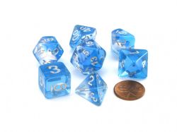 KOPLOW GAMES -  7 POLYHEDRAL DICE - LAYERED - MINT BLUE