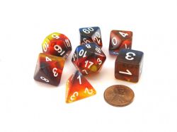 KOPLOW GAMES -  7 POLYHEDRAL DICE - LAYERED - SUNSET