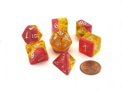 KOPLOW GAMES -  7 POLYHEDRAL DICE - LAYERED - YELLOW/ROSE