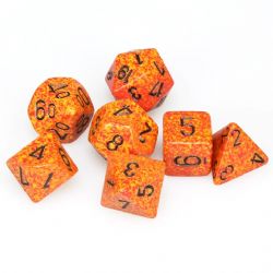 KOPLOW GAMES -  7 POLYHEDRAL DICE - SPECKLED & ELEMNTAL - FIRE