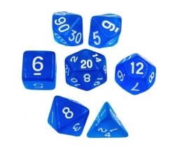 KOPLOW GAMES -  7 POLYHEDRAL DICE - TRANSPARENT - BLUE