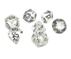 KOPLOW GAMES -  7 POLYHEDRAL DICE - TRANSPARENT - CLEAR