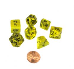 KOPLOW GAMES -  7 POLYHEDRAL DICE - TRANSPARENT - YELLOW