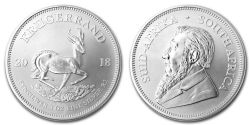 KRUGERRAND -  SOUTH AFRICA KRUGERRAND - 1 OUNCE FINE SILVER COIN -  SOUTH AFRICA COINS