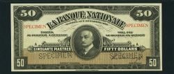 LA BANQUE NATIONALE -  1922 50-DOLLAR NOTE - SPECIMEN EDITION -  1922 CANADIAN BANKNOTES