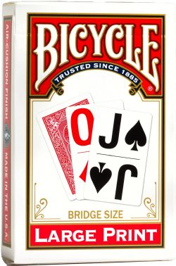 LARGE PRINT PLAYING CARDS -  BICYCLE - RED