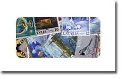 LATVIA -  100 ASSORTED STAMPS - LATVIA