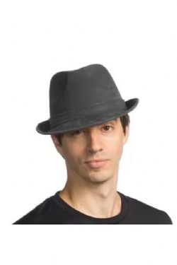 LEATHERLIKE FEDORA HAT - DARK GREY (ADULT)