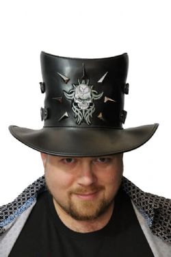 LEATHERLIKE HORROR SKULL TOP HAT (ADULT)