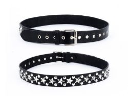 LEATHERLIKE PUNK BIKER BELT - BLACK (ADULT)