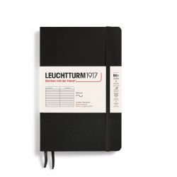 LEUCHTTURM1917 -  RULED SOFTCOVER NOTEBOOK - BLACK -  PAPERBACK (B6+)