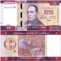 LIBERIA -  5 DOLLARS 2016 (UNC) 31A