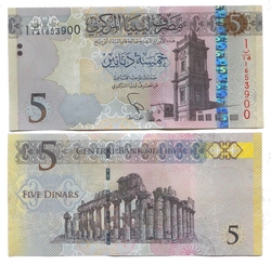 LIBYA -  5 DINARS 2015 (UNC) 81