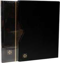 LIGHTHOUSE -  BLACK LEATHER 16-SHEET STOCKBOOK WITH SLIPCASE (32 BLACK PAGES)