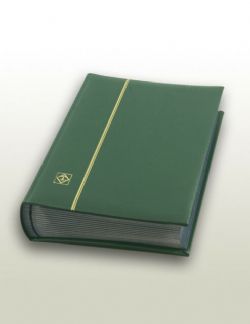LIGHTHOUSE -  GREEN LEATHER 32-SHEET STOCKBOOK (64 BLACK PAGES)