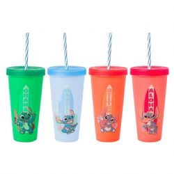 LILO AND STITCH -  4 PIECES SET HEAT REACTIVE PLASTIC TUMBLER -  DISNEY