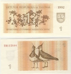 LITHUANIA -  1 TALONAS 1992 (UNC)