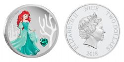 LITTLE MERMAID, THE -  DISNEY PRINCESS WITH GEMSTONE: ARIEL -  2018 NEW ZEALAND COINS 03