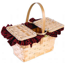 LITTLE RED RIDING HOOD -  LITTLE WICKER BASKET WITH GINGHAM - RED