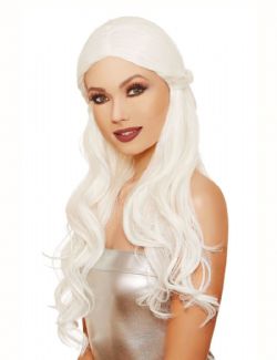 LONG WAVY WIG WITH BACK TWIST - WHITE (ADULT)