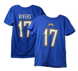 LOS ANGELES CHARGERS -  PHILIP RIVERS #17 T-SHIRT - BLUE (2XLARGE)