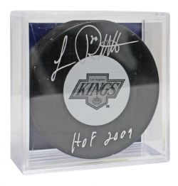 LOS ANGELES KINGS -  LUC ROBITAILLE AUTOGRAPHED HOCKEY PUCK - (LOGO)