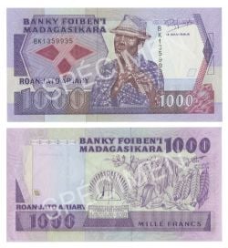 MADAGASCAR -  1000 FRANCS / 200 ARIARY 1988-1993 (UNC) 72