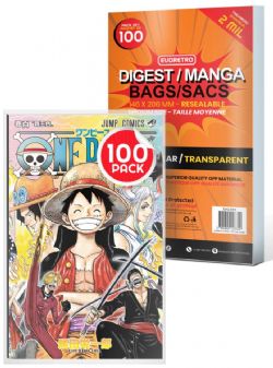 MANGA BAGS -  MEDIUM RESEALABLE DIGEST/MANGA BAGS (100) (14.6 CM X 20.6 CM)