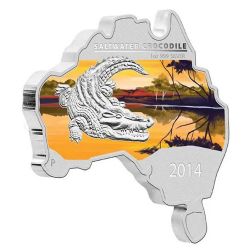 MAP SHAPED COIN -  CROCODILE -  2014 AUSTRALIAN COINS