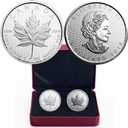 MAPLE LEAFS -  2-COIN SET - 30TH ANNIVERSARY OF THE SILVER MAPLE LEAF -  2018 CANADIAN COINS
