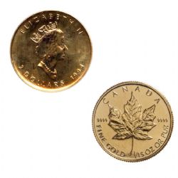 MAPLE LEAVES -  1/15 OUNCE PURE GOLD MAPLE LEAF -  1994 CANADIAN COINS