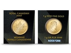 MAPLE LEAVES -  1 GRAM OF PURE GOLD -  CANADIAN COINS