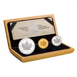 MAPLE LEAVES -  10TH ANNIVERSARY OF THE GOLD MAPLE LEAF (SET OF 3 COINS - 1 OZ & 1/10 OZ) -  1989 CANADIAN COINS
