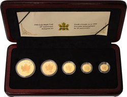 MAPLE LEAVES -  20TH ANNIVERSARY OF THE GOLD MAPLE LEAF -  1999 CANADIAN COINS