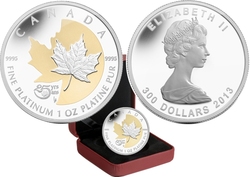 MAPLE LEAVES -  25TH ANNIVERSARY OF THE PLATINUM MAPLE LEAF COIN -  2013 CANADIAN COINS