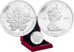 MAPLE LEAVES -  25TH ANNIVERSARY OF THE SILVER MAPLE LEAF COIN -  2013 CANADIAN COINS