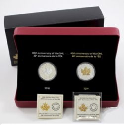 MAPLE LEAVES -  ANNIVERSARY OF THE MAPLE LEAF - 2-COIN SET -  2018-2019 CANADIAN COINS
