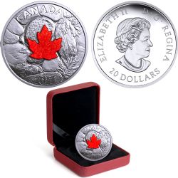 MAPLE LEAVES -  MAJESTIC MAPLE LEAVES WITH DRUSY STONE -  2017 CANADIAN COINS