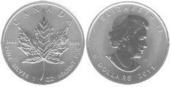MAPLE LEAVES -  MAPLE LEAF - ONE OUNCE FINE SILVER COIN -  2011 CANADIAN COINS