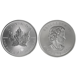 MAPLE LEAVES -  ONE OUNCE FINE SILVER COIN -  2015 CANADIAN COINS