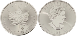 MAPLE LEAVES -  ONE OUNCE FINE SILVER COIN -  2016 CANADIAN COINS