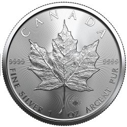 MAPLE LEAVES -  ONE OUNCE FINE SILVER COIN - HIS MAJESTY KING CHARLES III OBVERSE -  2024 CANADIAN COINS